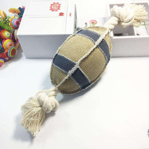 Durable Linen & Cotton Rope Dog Rugby Toy