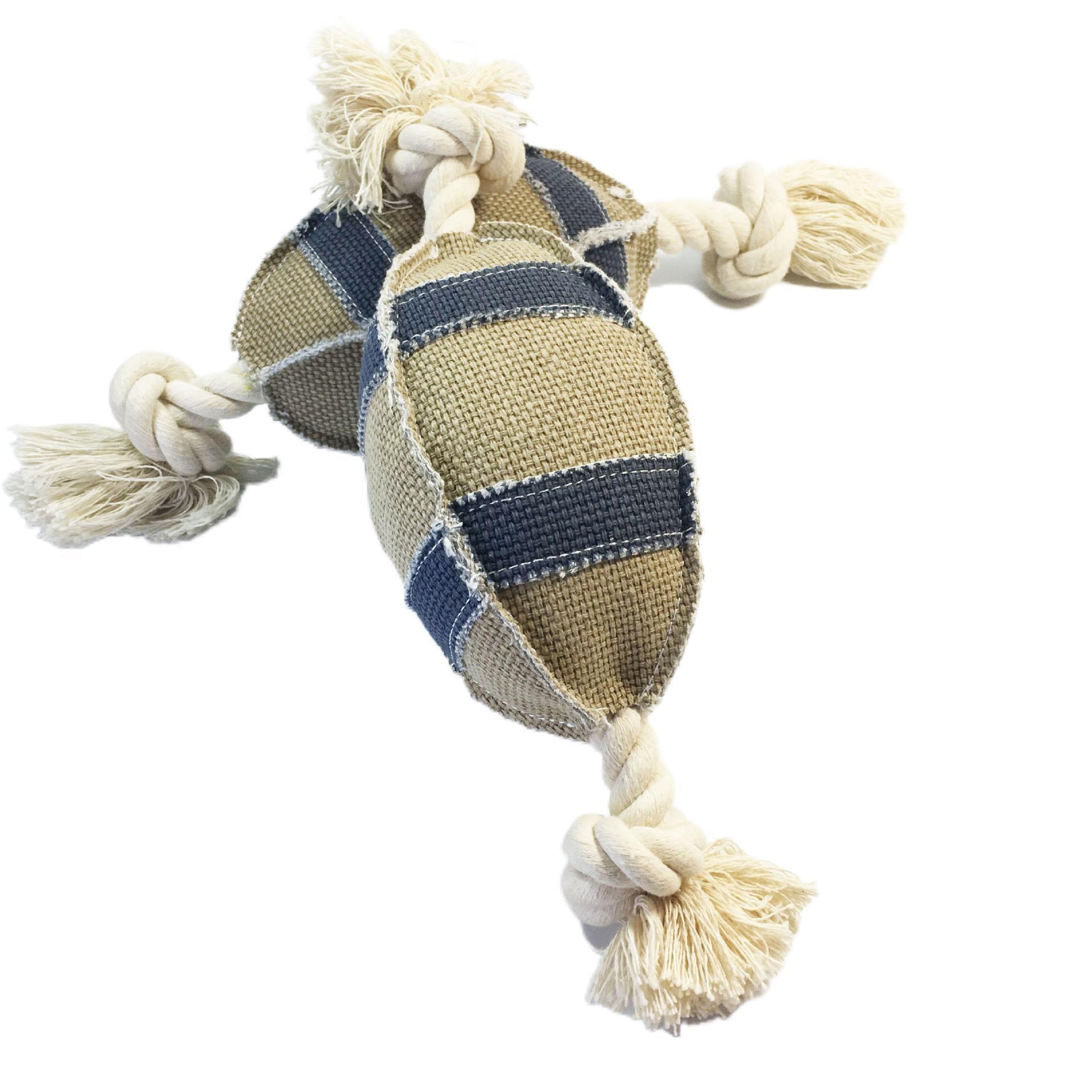 Durable Linen & Cotton Rope Dog Rugby Toy