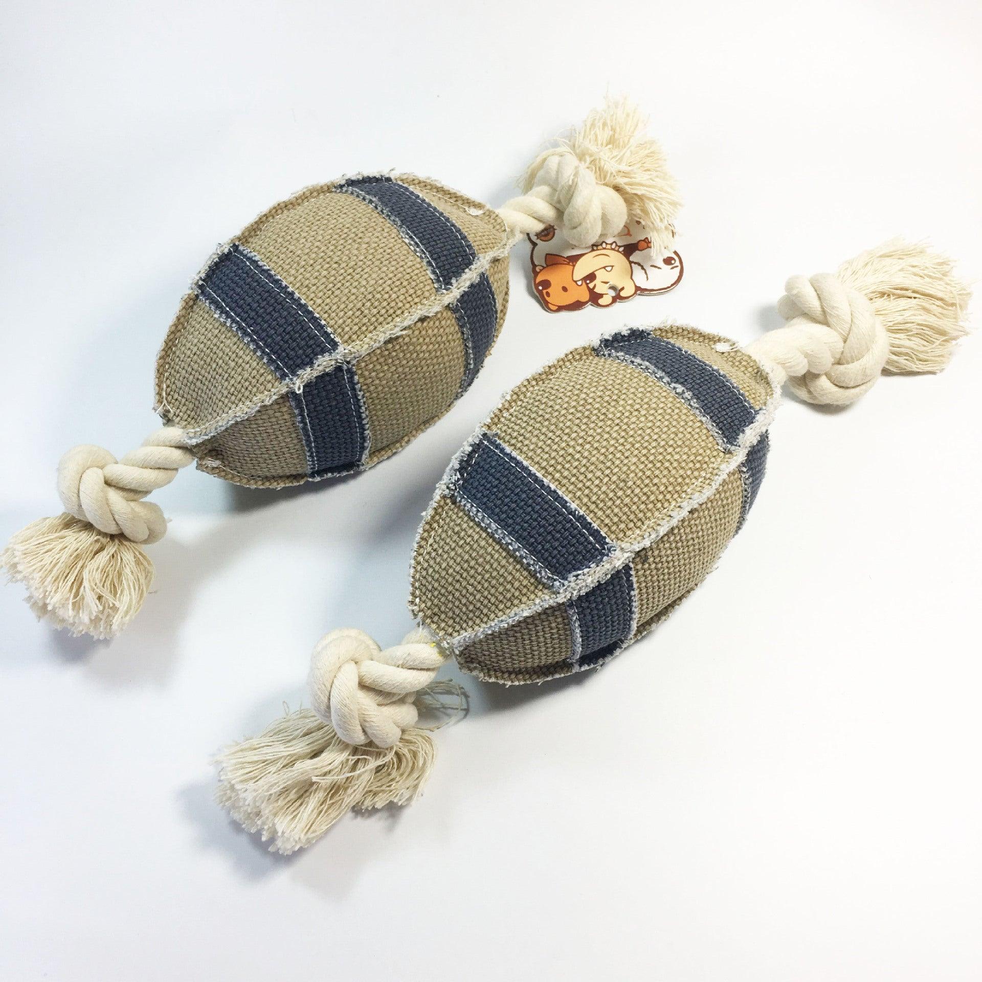 Durable Linen & Cotton Rope Dog Rugby Toy
