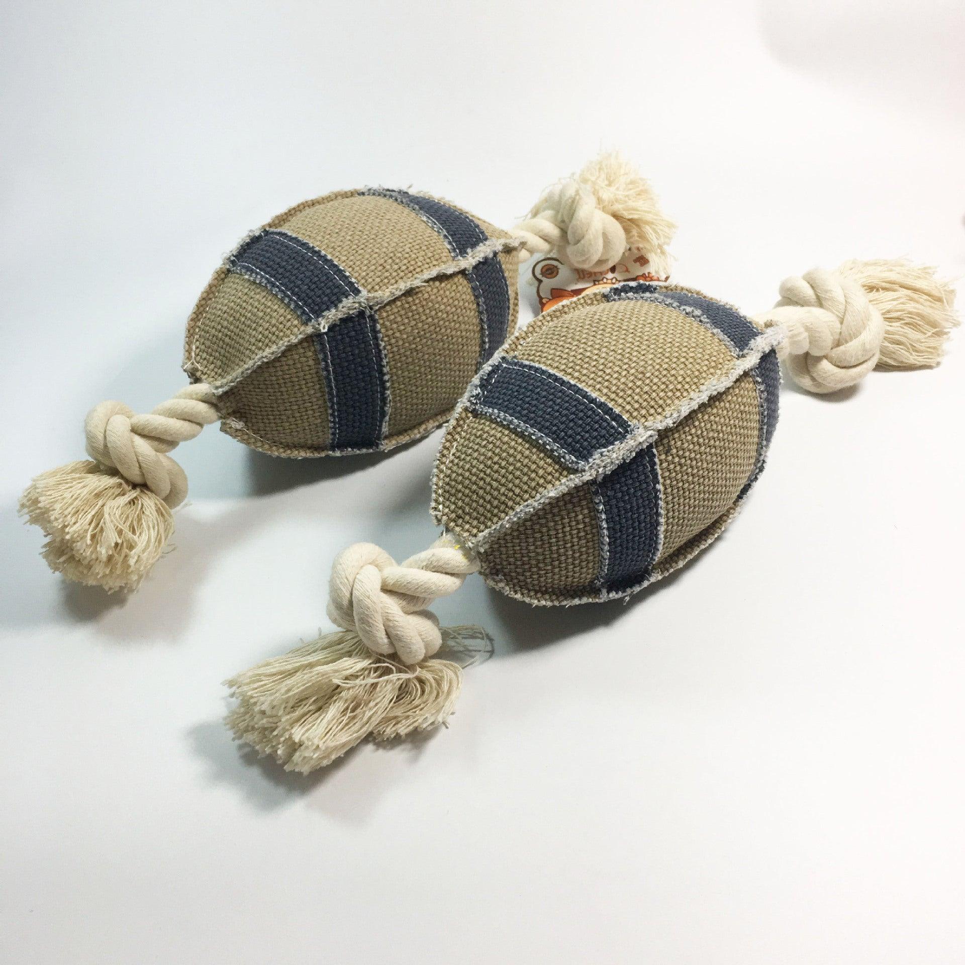 Durable Linen & Cotton Rope Dog Rugby Toy