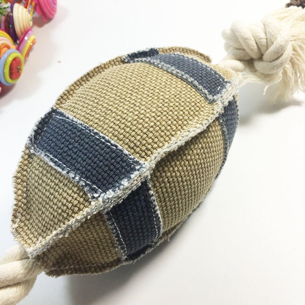 Durable Linen & Cotton Rope Dog Rugby Toy