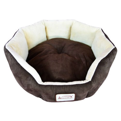 Mocha Beige Round Pet Bed for Small Dogs or Cats