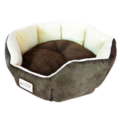 Mocha Beige Round Pet Bed for Small Dogs or Cats