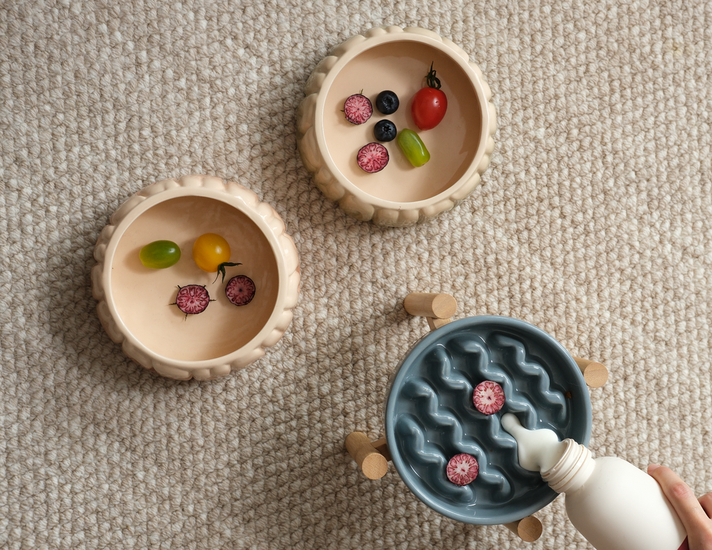 [Macaroni] Slow Feeder Dog Bowls - Yellow / Frozen Blue / Purple